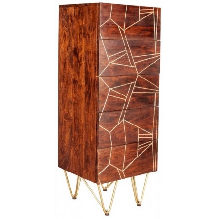 Tanda Dark Gold Tall Chest of Drawers, angle view