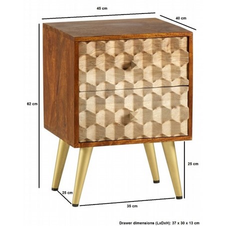 Cherla 2 Drawer Side Table, dimensions