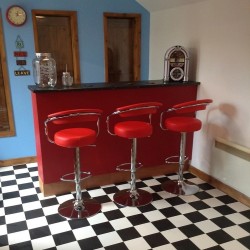 red bar stool - room shot
