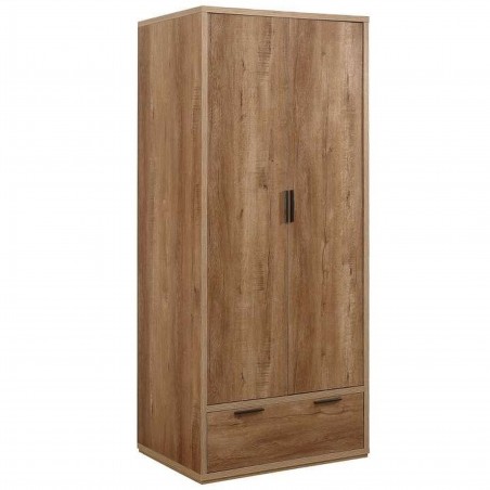 Egdon 2 Door Combination Wardrobe in rustic oak, angle view