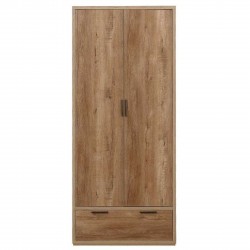 Egdon 2 Door Combination Wardrobe in rustic oak, front view