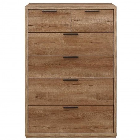 Egdon 6 Drawer Chest in rustic oak, front view