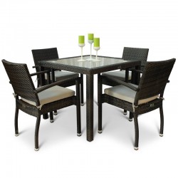 Rochester Four person weave seat with a glass table