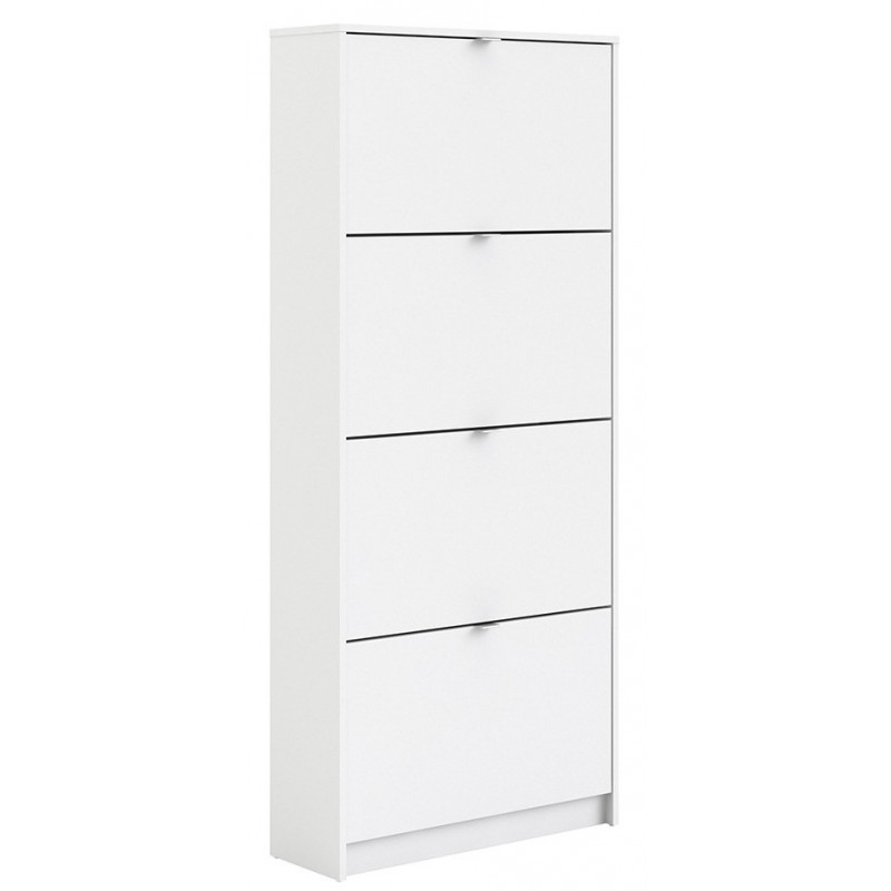 Barden Shoe Cabinet with 4 Tilting Doors and 2 Layers in white, angle view
