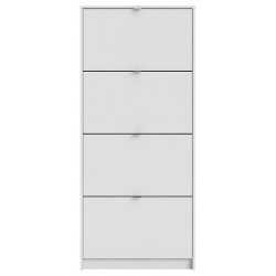 Barden Shoe Cabinet with 4 Tilting Doors and 2 Layers in white, front view