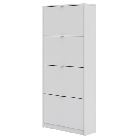 Barden Shoe Cabinet with 4 Tilting Doors and 2 Layers in white, right angle view