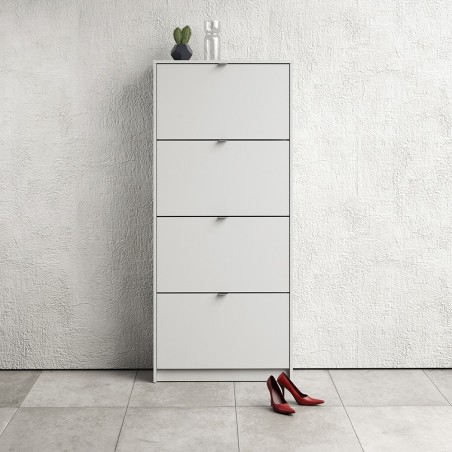 Barden Shoe Cabinet with 4 Tilting Doors and 2 Layers in white, mood shot