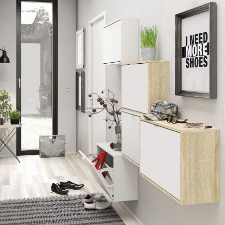 Barden Shoe Cabinet with 4 Tilting Doors and 2 Layers in white, room shot