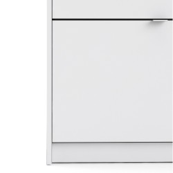 Barden Shoe Cabinet with 4 Tilting Doors and 2 Layers in white, plinth detail
