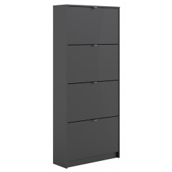 Barden Shoe Cabinet with 4 Tilting Doors and 2 Layers in matte black, angle view