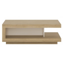 Darley Designer Coffee Table in light oak and white gloss, front view