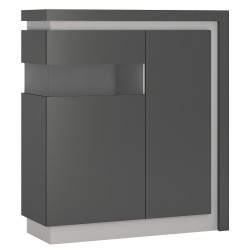 Darley 2 Door Designer Cabinet (LH) in two-tone grey gloss, angle view