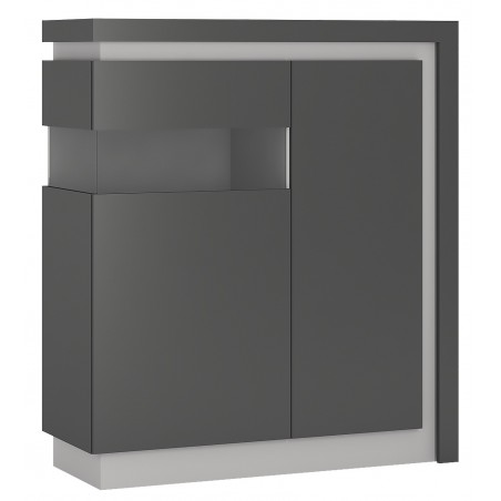 Darley 2 Door Designer Cabinet (LH) in two-tone grey gloss, angle view