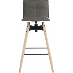 Bedford Swivel Bar Stool - Grey / Natural legs Front View