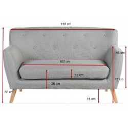 Kemi  2 Seater Sofa - Dimensions