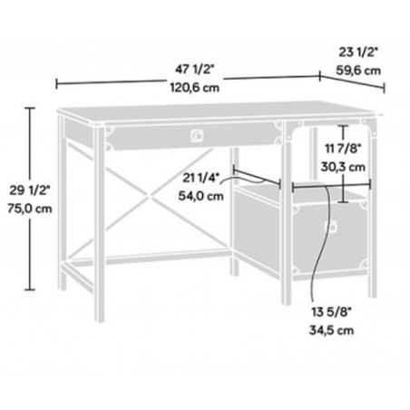 Minworth Industrial 2 Drawer Desk - Dimensions