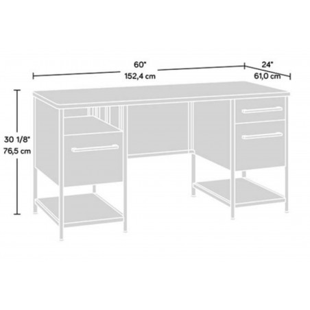 Witton Industrial Executive 3 Drawer Desk  Dimensions