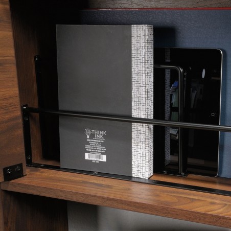 Ava Compact Workstation - walnut Bookshelf detail