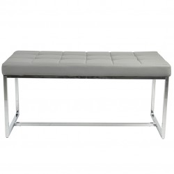 Ibarra PU Leather and Chrome Dining Bench Front View