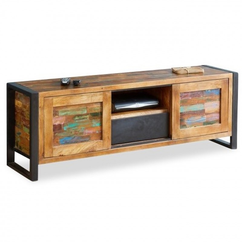 An image of Akola Reclaimed Wood Widescreen TV Cabinet