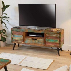 Malvan reclaimed wood widescreen tv cabinet front