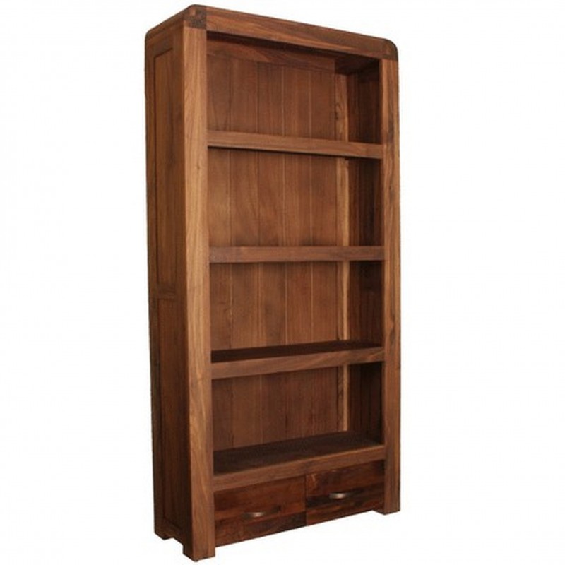 Salento Large Four-Tier Walnut Bookcase with Two Drawers