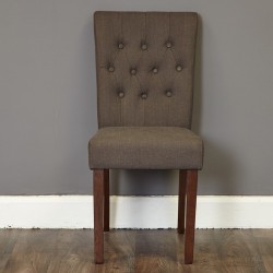 Panaro Flare Back Luxury Walnut Dining Chair - Grey Front View