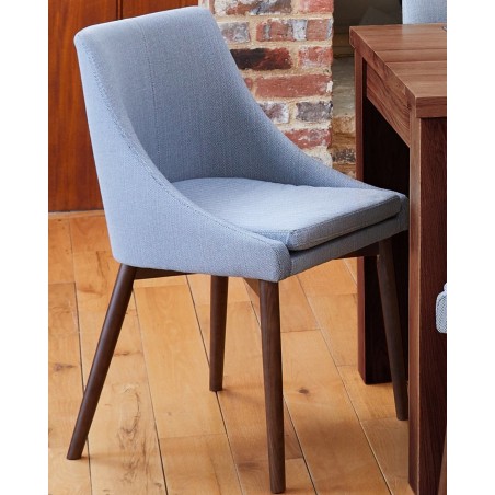 Panaro Walnut Grey Dining Chair Side/Front View