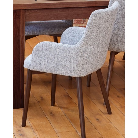 Panaro Walnut Light Grey Upholstered Dining Chair Side/RearView