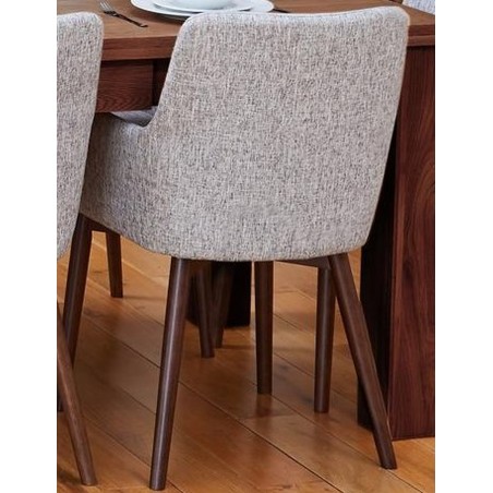 Panaro Walnut Light Grey Upholstered Dining Chair Rear View