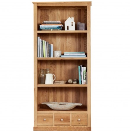 Teramo Large 4 Tier Oak Bookcase with 3 Drawers