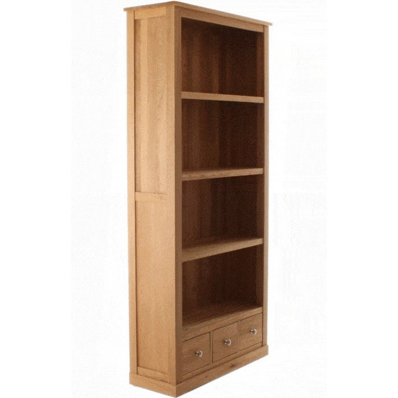 Teramo Large 4 Tier Oak Bookcase with 3 Drawers Empty