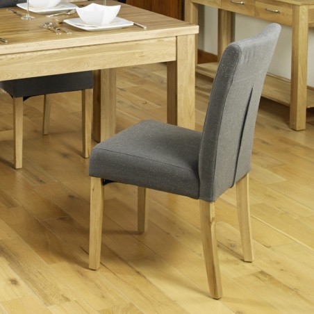 Teramo Slate grey Flare Back Upholstered Oak Dining Chair Side View