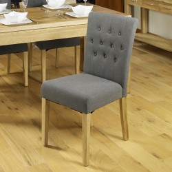 Teramo Slate grey Flare Back Upholstered Oak Dining Chair Front View
