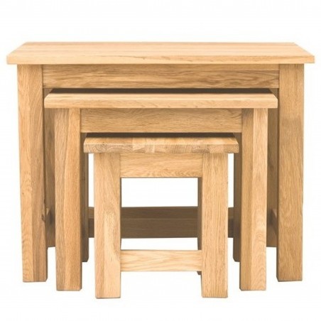 Teramo Oak Nest of 3 Coffee Tables Close Up View