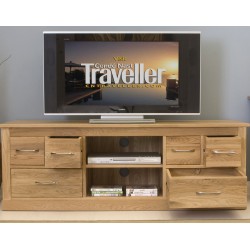 Teramo oak television cabinet front open drawers