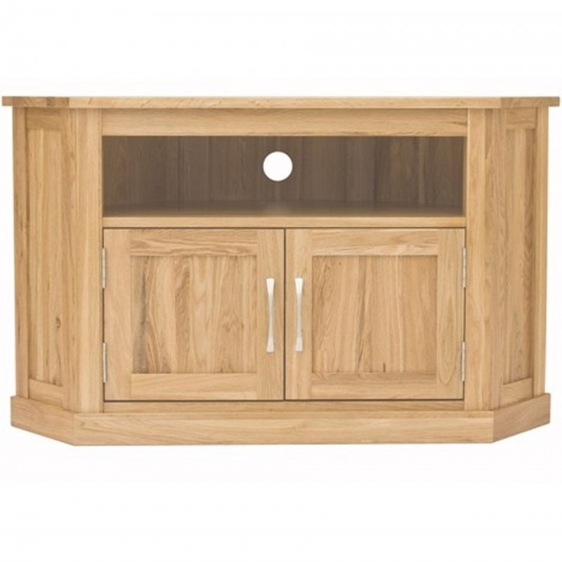 Teramo oak corner television cabinet close up
