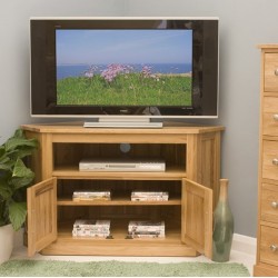 Teramo oak corner television stand shelving