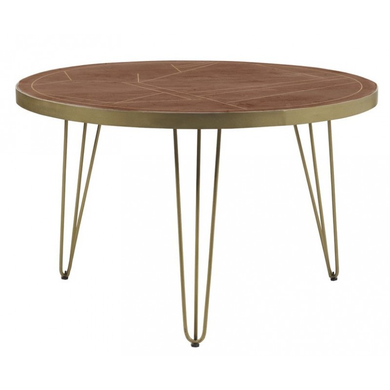 Tanda Dark Gold Round Dining Table, front view