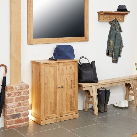 Teramo Oak Wall Mounted Four-Peg Coat Rack & shoe cupboard 1