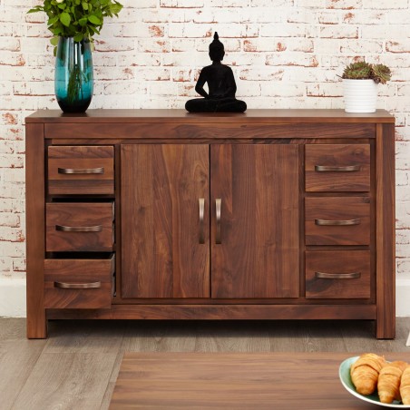 Panaro Multi-Drawer Walnut Sideboard open drawers