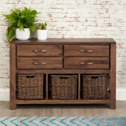 Panaro Four-Drawer Walnut Console Table Front View