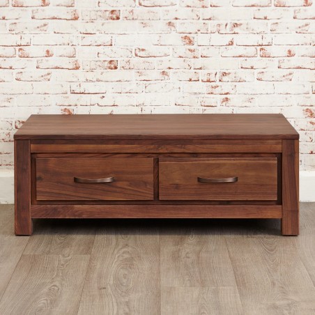 Panaro Small Multi Drawer Walnut Coffee Table Front View