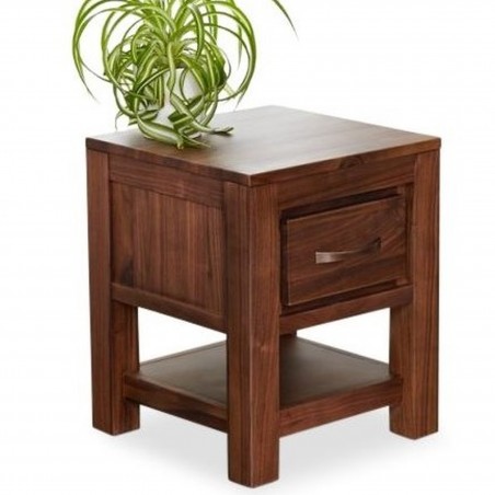 Compact One Drawer Walnut Bedside Table|Panaro