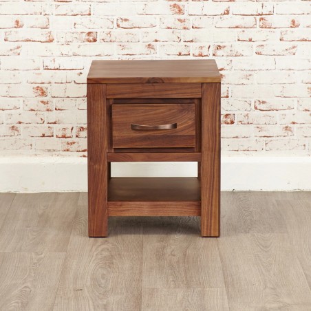 Panaro Compact One Drawer Walnut Bedside Lamp Table