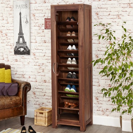 Panaro Tall Walnut Shoe Storage Cupboard