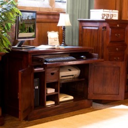 Forenza Compact Mahogany Office Workstation angled view open