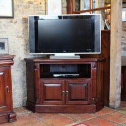 Forenza Compact Three Shelf Mahogany Corner Television Cabinet