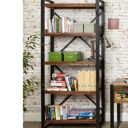 Akola Large Reclaimed Wood Four Shelf Open Bookcase