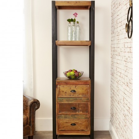 Akola Three Drawer Reclaimed Wood Bookcase
